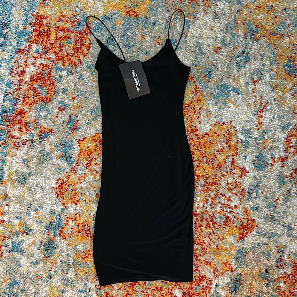 Pretty Little Thing Black Slinky Spaghetti Strap Bodycon Dress